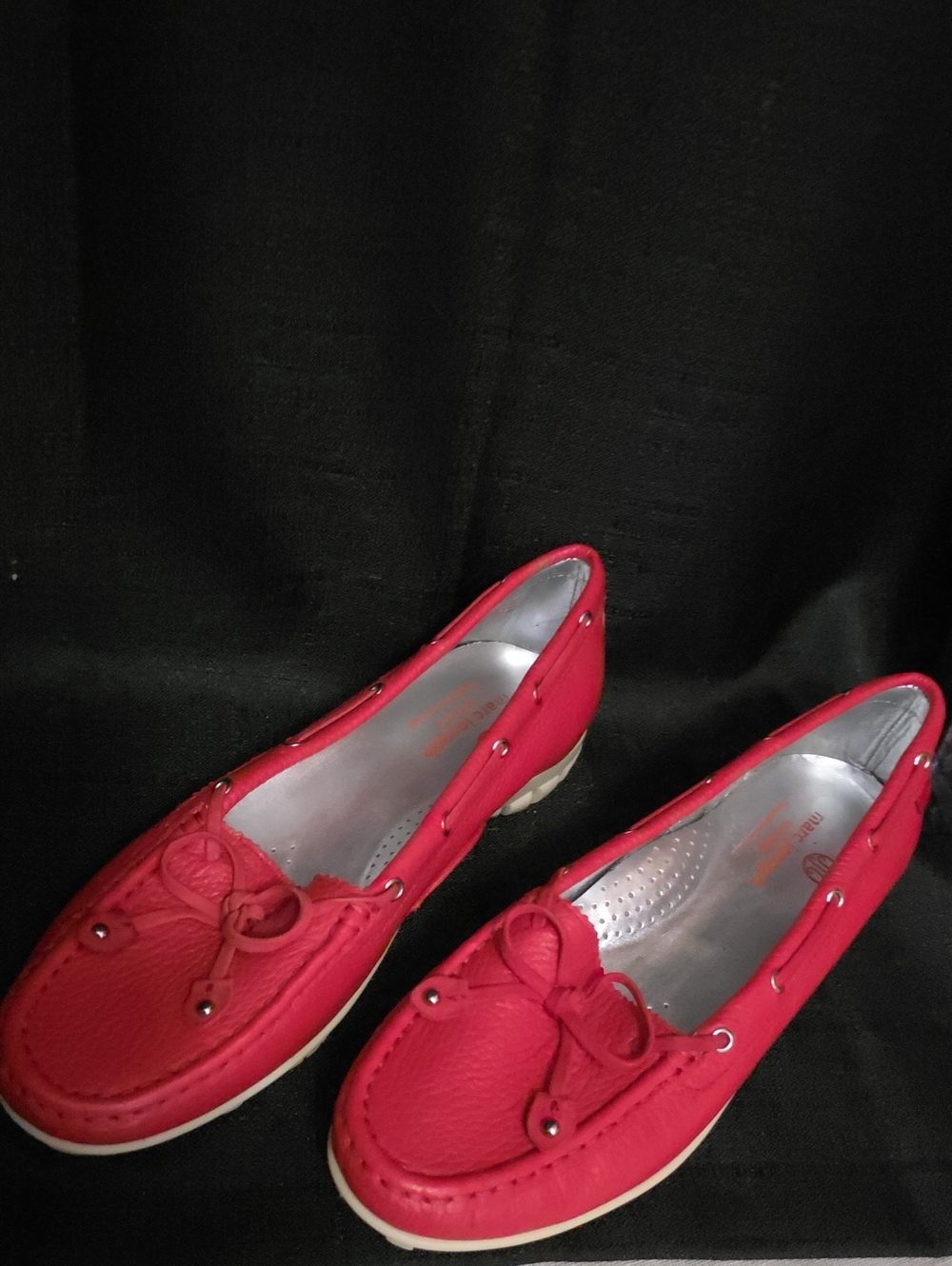 Marc Joseph SZ 6 Red Leather Bow Moccasin Boating Loafers